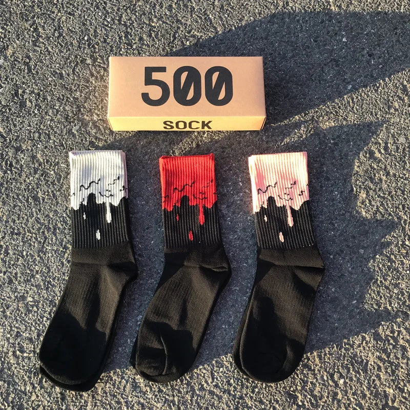 Drip Effect Crew Socks – Cotton Blend, 3-Pair Set, EU 36–44