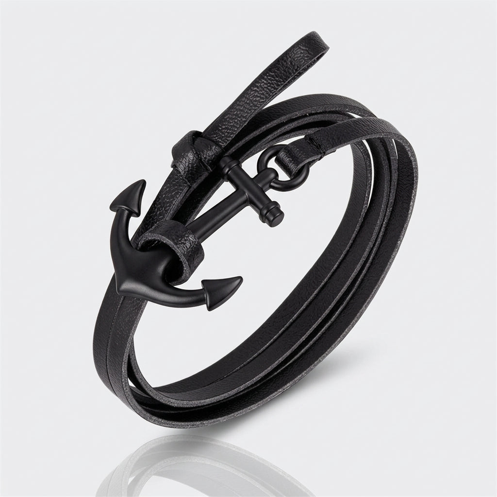 Sky Voyager Leather Bracelet Airplane & Anchor Multilayer Wrap deideas