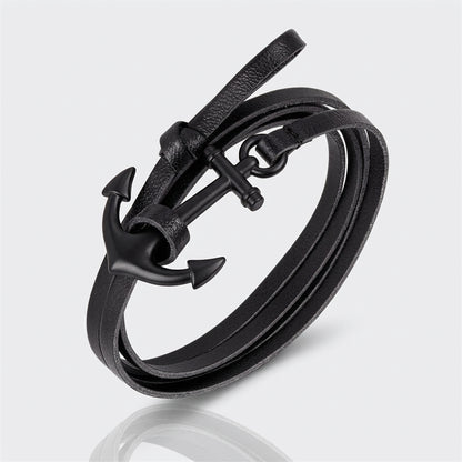 Sky Voyager Leather Bracelet Airplane & Anchor Multilayer Wrap deideas