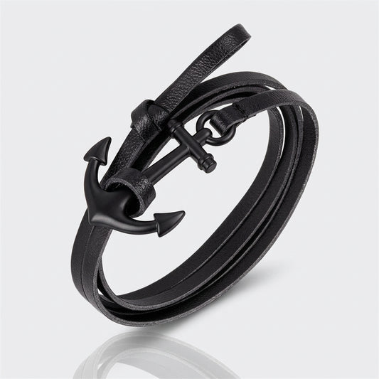 Sky Voyager Leather Bracelet Airplane & Anchor Multilayer Wrap deideas
