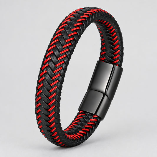 Stainless Steel Braided Leather Bracelet Elegant Style deideas