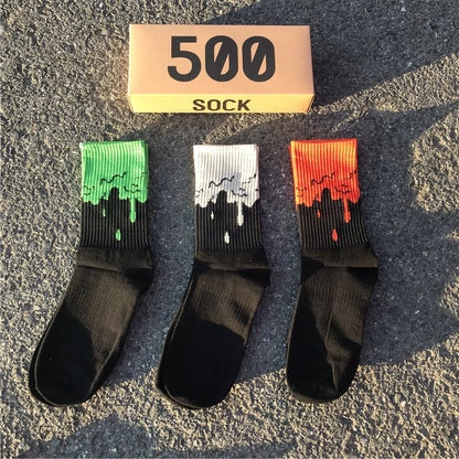 Drip Effect Crew Socks – Cotton Blend, 3-Pair Set, EU 36–44