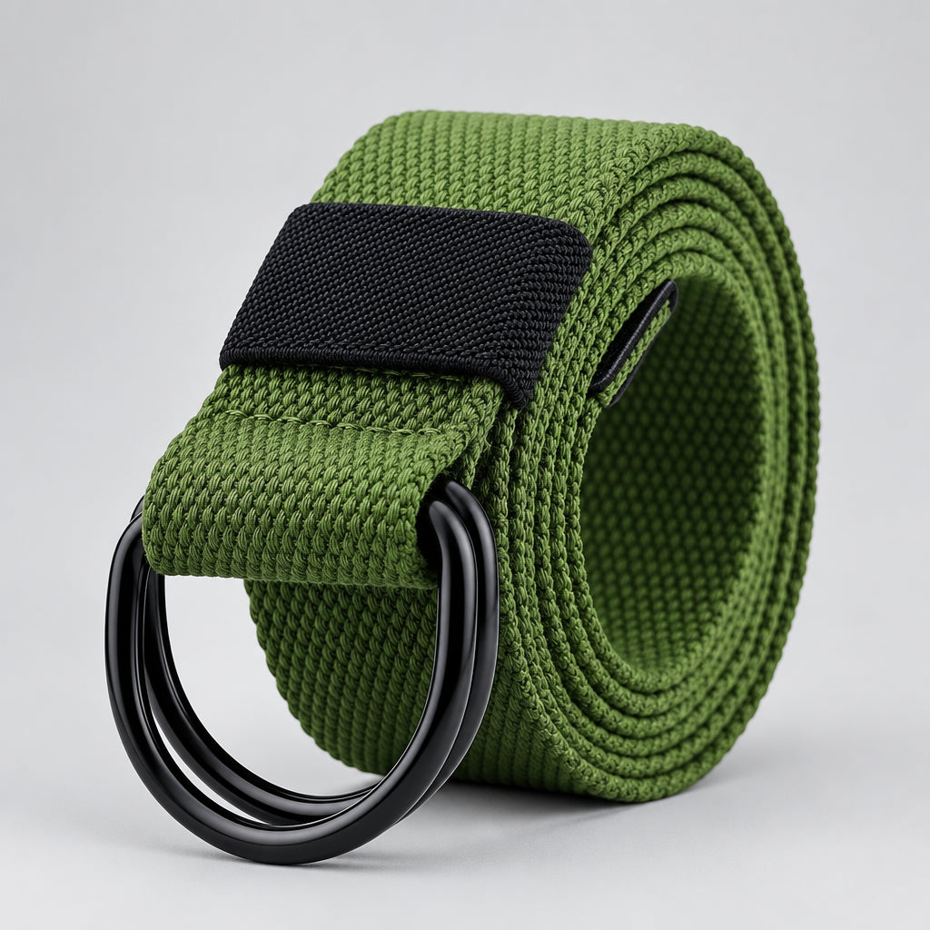 Green belt with black buckle on a white background