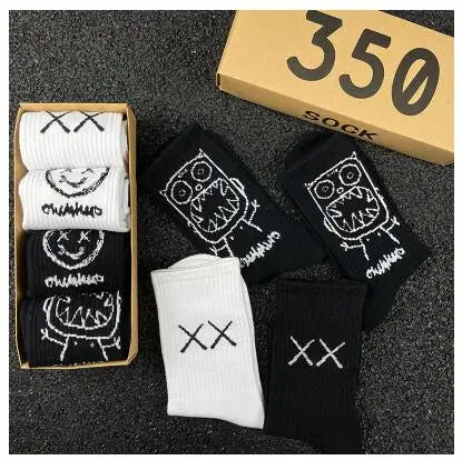 Cartoon Cotton-Blend Socks – Vibe, 4-Pair Set
