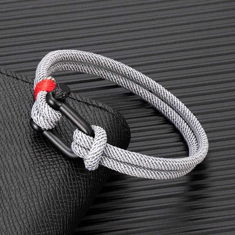 Rocamar Unisex Nautical Bracelet with Anchor and Double Gray Thread deideas