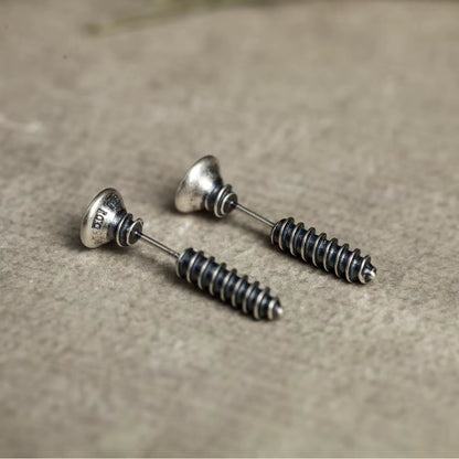 Gothic Screw Stud Earrings 925 Sterling Silver Retro Punk Jewelry, Perfect for You deideas