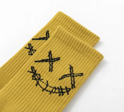X-Eye Face Crew Socks – Cotton Blend, 3-Pair Set