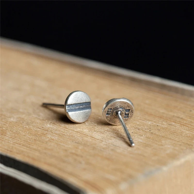 Sterling Silver Nail Stud Earrings Hypoallergenic Street-Style Design deideas