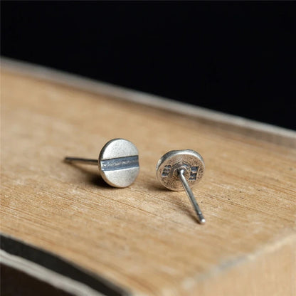 Sterling Silver Nail Stud Earrings Hypoallergenic Street-Style Design deideas