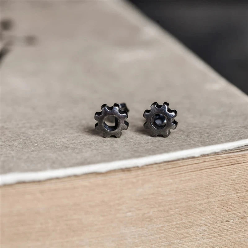 Sterling Silver Steampunk Studs Hip-Hop Ear Jewelry for Men & Women deideas