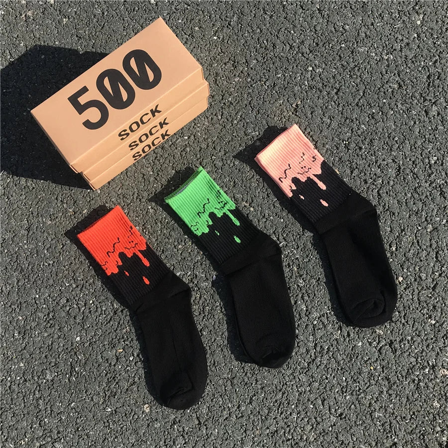 Drip Effect Crew Socks – Cotton Blend, 3-Pair Set, EU 36–44