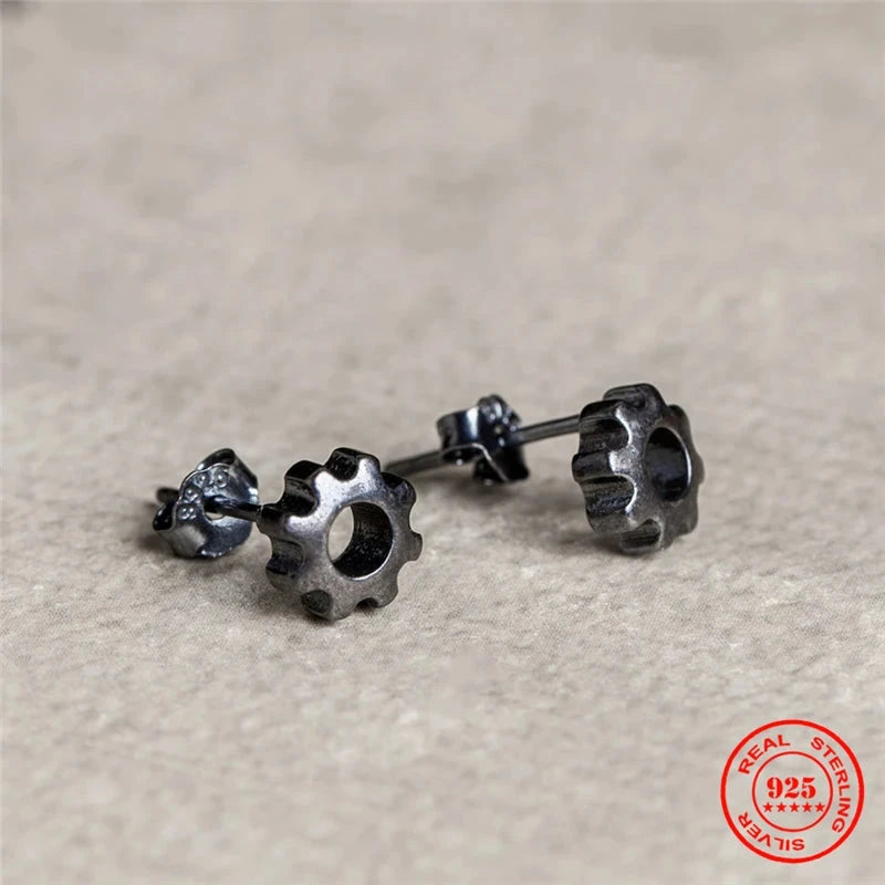 Sterling Silver Steampunk Studs Hip-Hop Ear Jewelry for Men & Women deideas