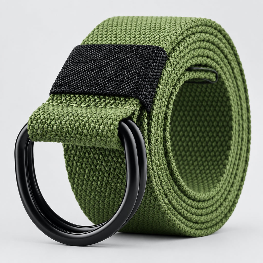 Green belt with black buckle on a white background