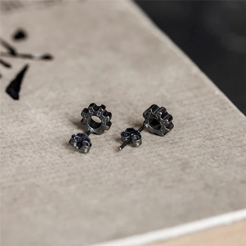 Sterling Silver Steampunk Studs Hip-Hop Ear Jewelry for Men & Women deideas