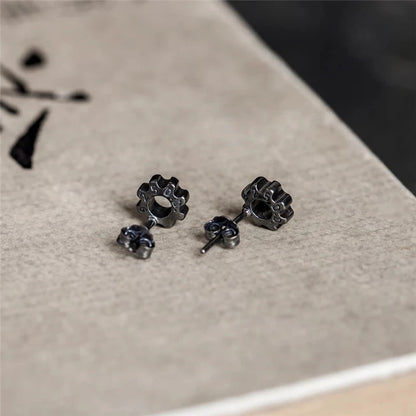 Sterling Silver Steampunk Studs Hip-Hop Ear Jewelry for Men & Women deideas