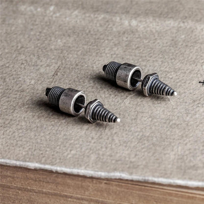 Sterling Silver Spark Plug Stud Earrings Biker-Inspired Steampunk & Cyberpunk Jewelry deideas