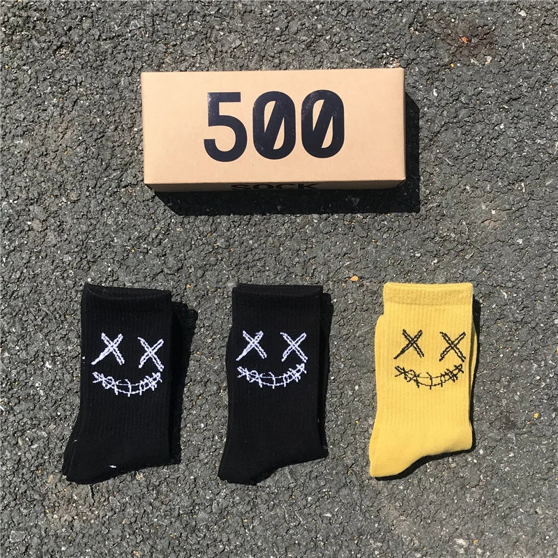 X-Eye Face Crew Socks – Cotton Blend, 3-Pair Set