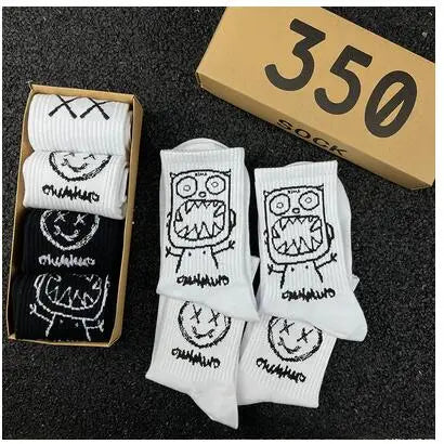 Cartoon Cotton-Blend Socks – Vibe, 4-Pair Set