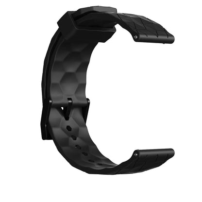 Underside view of the black silicone band with its attachment ends visible.