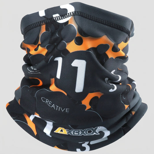Neoprene sleeve with number 11 and skull design on a white background