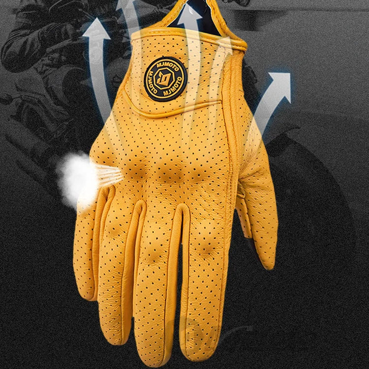 Yellow glove with breathable design on a black background