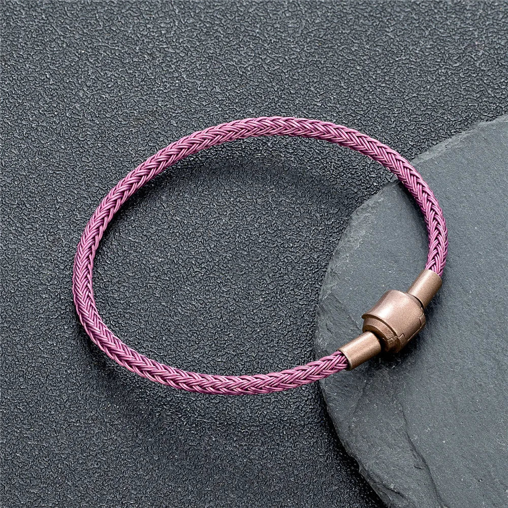Braided Steel Cable Bracelet – 22 Colors, 19–23 cm