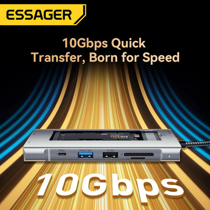 8-in-1 USB-C Hub with M.2 SSD Enclosure – HDMI & PD