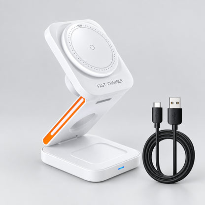 Foldable Magnetic Wireless Charging Station for iPhone, Apple Watch and AirPods deideas