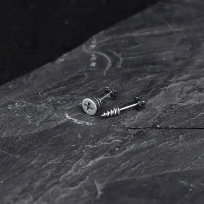 Gothic Screw Stud Earrings 925 Sterling Silver Retro Punk Jewelry, Perfect for You deideas