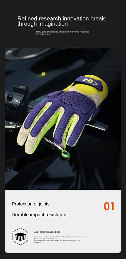 Full-Finger Riding Gloves – Color-Block Design, S–XXL