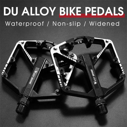 Aluminum Flat Bike Pedals – Double-Sided Pins, Black Pair