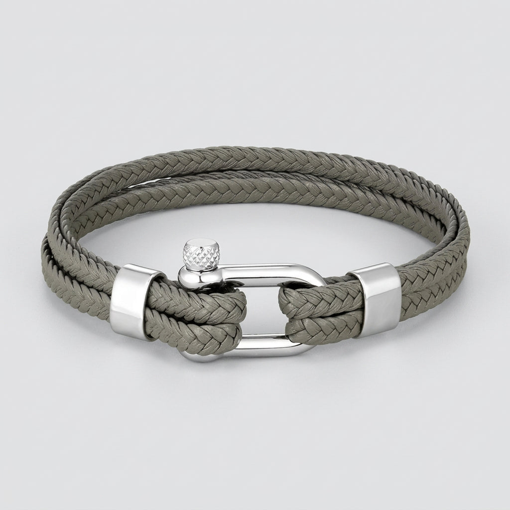 Braided Leather Shackle Bracelet – 5 Colors, 19–23 cm