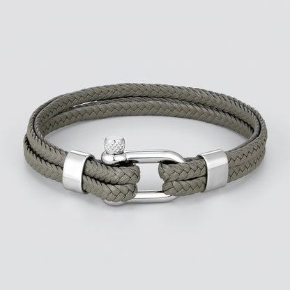 Braided Leather Shackle Bracelet – 5 Colors, 19–23 cm