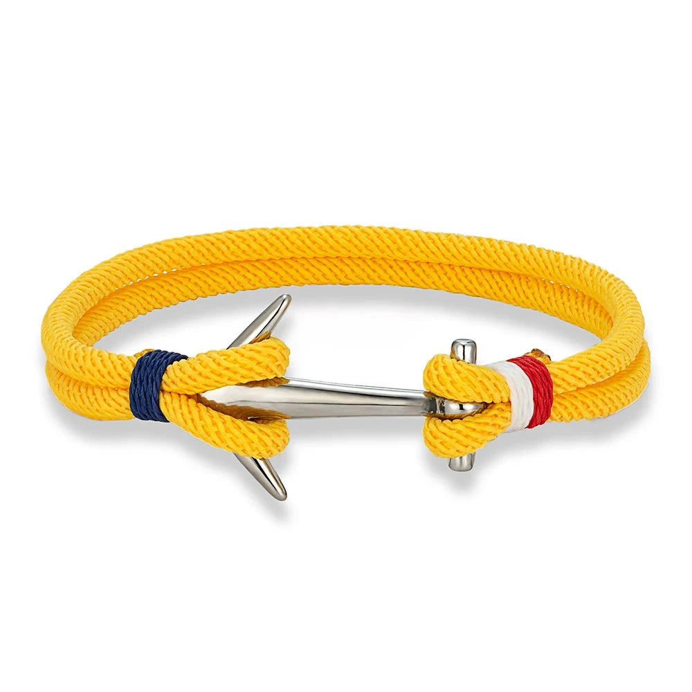 Nautical Steel Double Rope Anchor Bracelet Waterproof, Unisex & Adventure Ready deideas