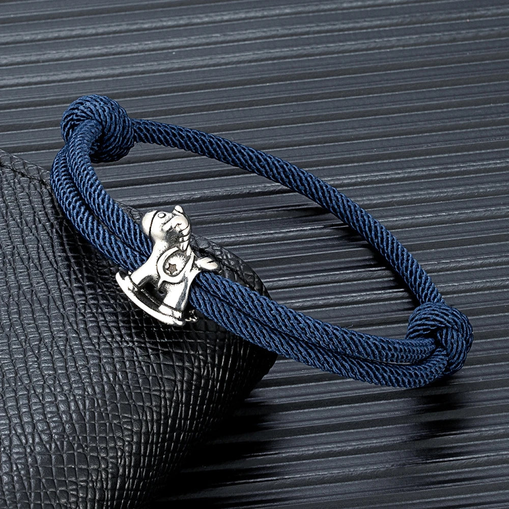 Equestrian Spirit Bracelet Stainless Steel Horse Charm on Adjustable Rope deideas