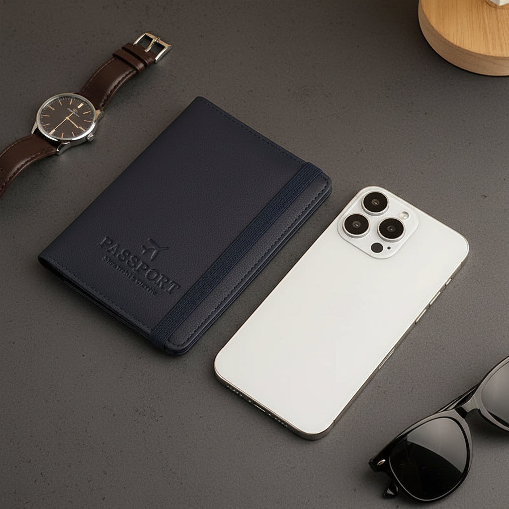 Passport Holder – Elastic Band & Card Slots, 6 Colors