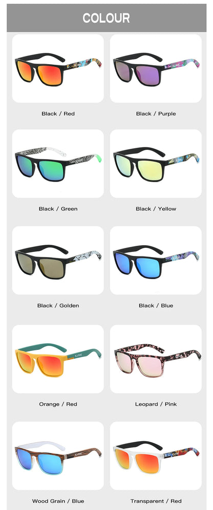 Rectangular Sunglasses with Case – Printed Frames, 10 Options