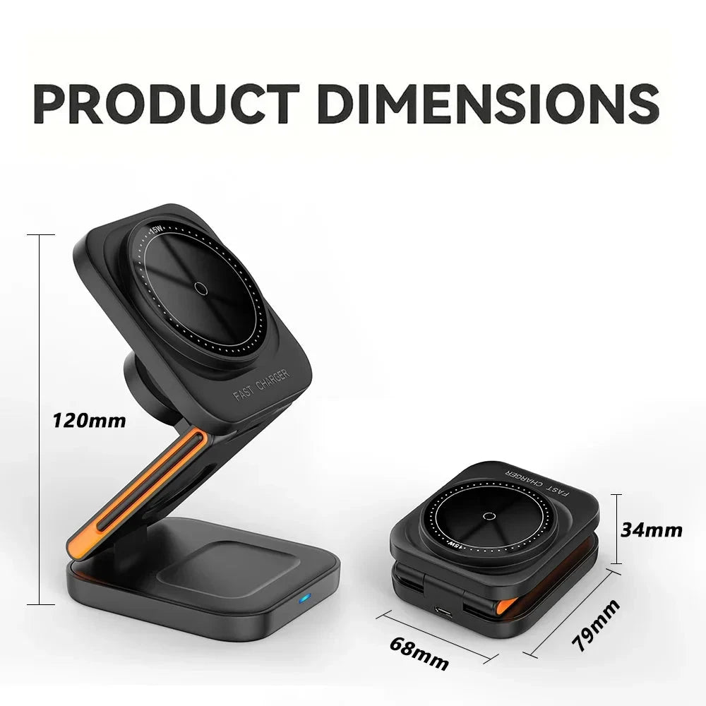 Foldable Magnetic Wireless Charging Station for iPhone, Apple Watch and AirPods deideas
