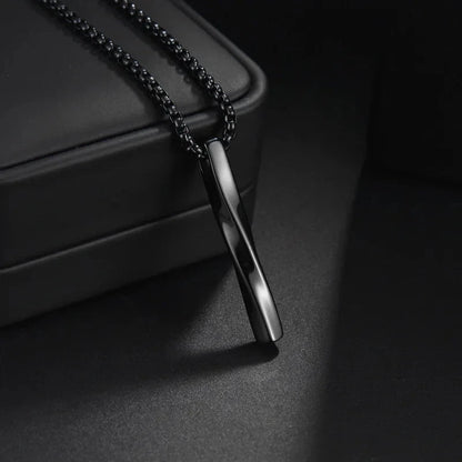 Men’s Stainless Steel Spiral Cylinder Pendant Necklace  Elegant Geometric Charm for the Modern Man deideas