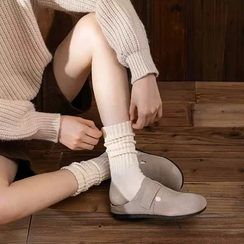 Retro Cushioned Crew Socks – Thick Cotton Blend