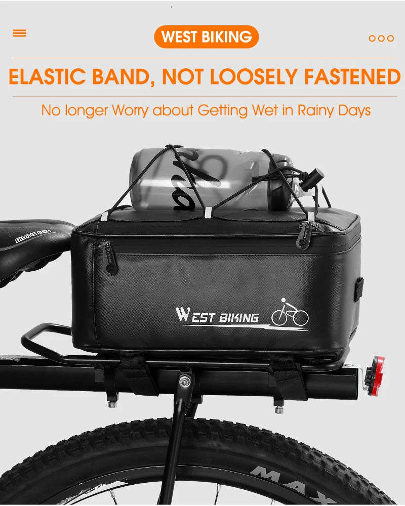 Bike Rear Rack Bag – West Biking 4L, Black, Rain Cover
