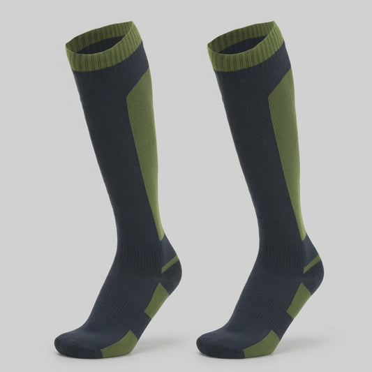 Long Hiking Socks – Black or Olive Panels, S–XL