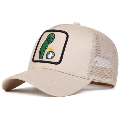 Gorra de béisbol con bordado Alien y rejilla trucker, ajustable, unisex