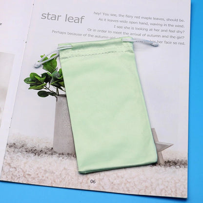 Microfiber Eyeglasses Pouch Soft Drawstring, 18x9cm