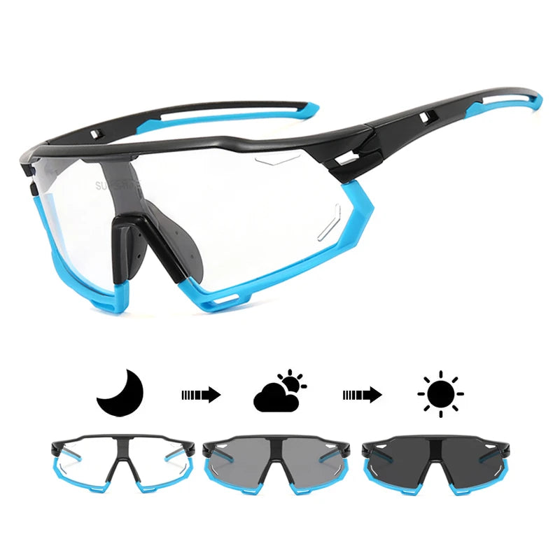 Photochromic Cycling Sunglasses - UV400, 152mm Wide