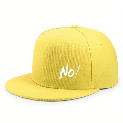 “No!” Graphic Flat-Brim Cap – 14 Colors