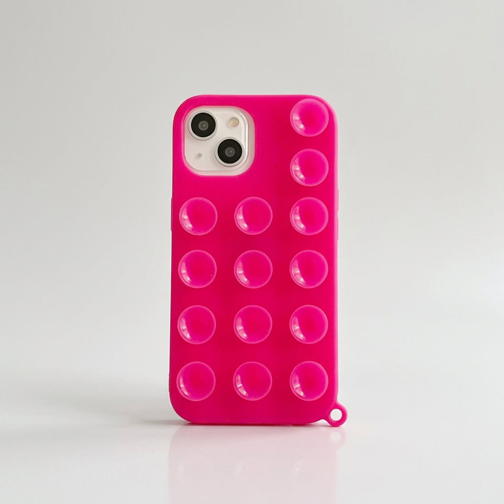 Pink bubble phone case on a white background