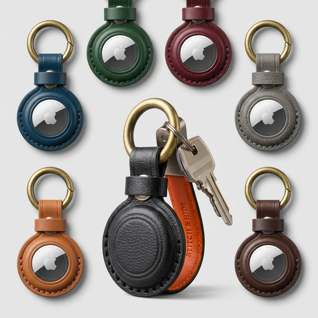 Genuine Leather for Apple Airtag Case Keychain Leather Protective Air tag Cases Cover Airtag Holder Accessories Key Ring Tracker deideas