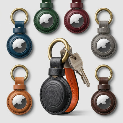 Genuine Leather for Apple Airtag Case Keychain Leather Protective Air tag Cases Cover Airtag Holder Accessories Key Ring Tracker deideas
