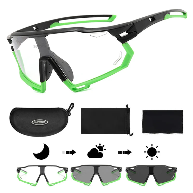 Photochromic Cycling Sunglasses - UV400, 152mm Wide